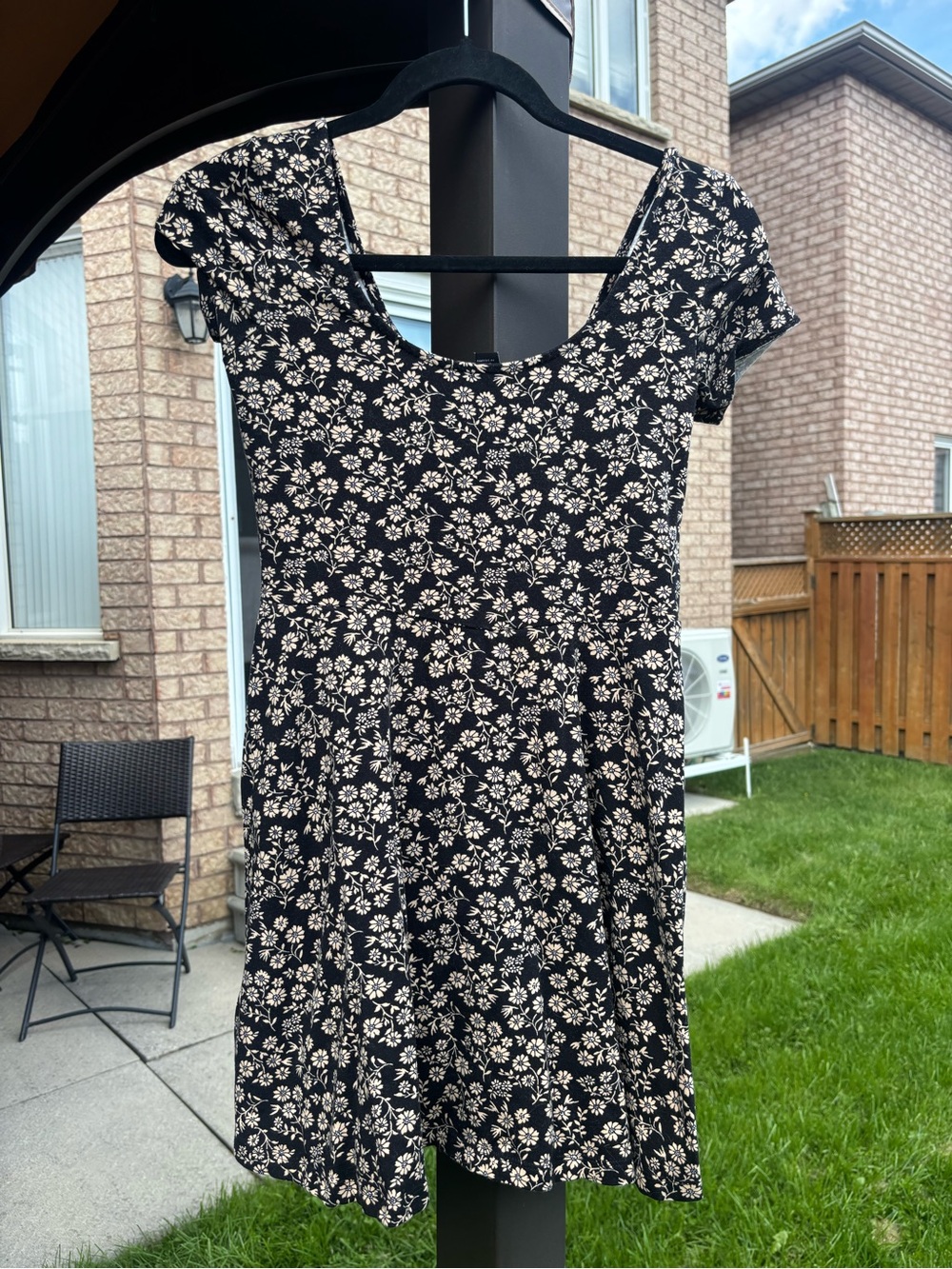 Forever 21 Black Dress with Cream Floral Print